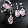 The New Oval Zircon Necklace Earrings and Ring Three Piece Set Is Fashionable and Light Luxury