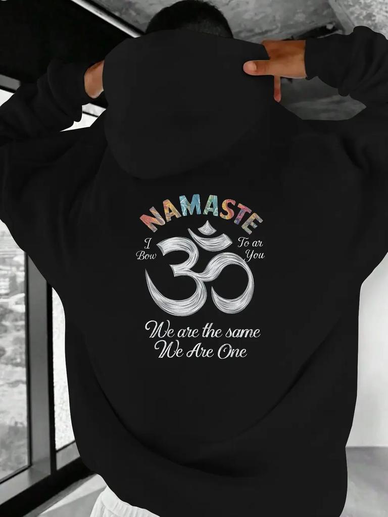 Casual Hoodie with "Namaste" Om Unity Design - Black