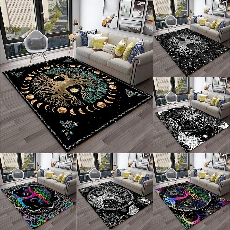 Moon Phase Tree of Life Area Rug Sun and Moon Carpet Bohemian Decor Mats for Bedroom Home Dorm Bohemian Home Decoration Carpet