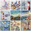 5D Diamond Painting Lighthouse Craft Kit Handmade Gift Diamond Embroidery Landscape Art Rhinestone Sailboat Home Decor