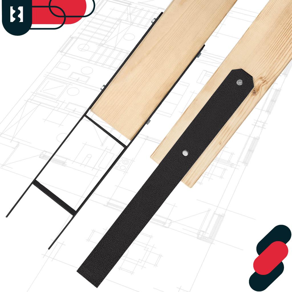 KOTARBAU® H-Column Base for Wall-In Installation Bracket Anchor Black Galvanized Steel 160 MM Set of 6