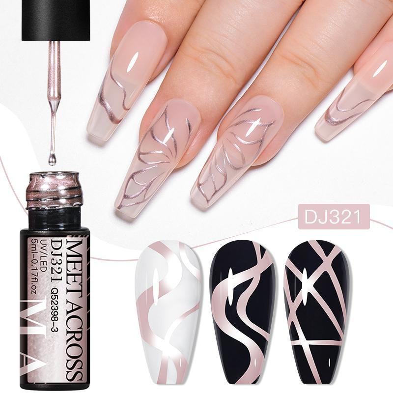 5 мл гель-лак для ногтей с серебристым металлическим эффектом, французская многофункциональная краска для ногтей с цветочным рисунком, УФ-гель-лак для рисования