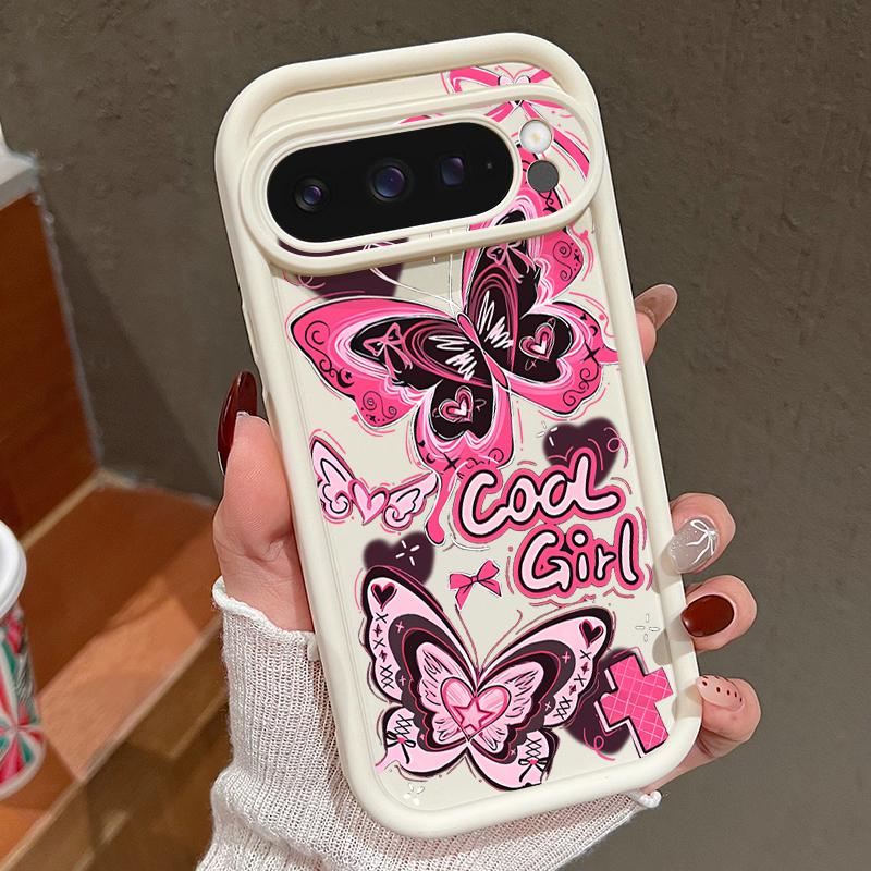 Cool Girl Butterfly Painting Case For Google Pixel 10 Pro XL Shockproof Bumper Silicone Cover For Pixel 9A 9 8 7 Pro 8A 7A