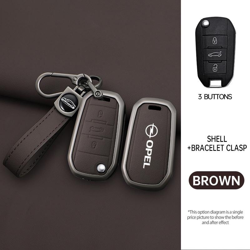 For Opel Mokka Corsa Astra Combo Grandland Insignia 2024 2025 Leather Car Key Case Cover Shell Holder Gift Keychain Accessories QS7