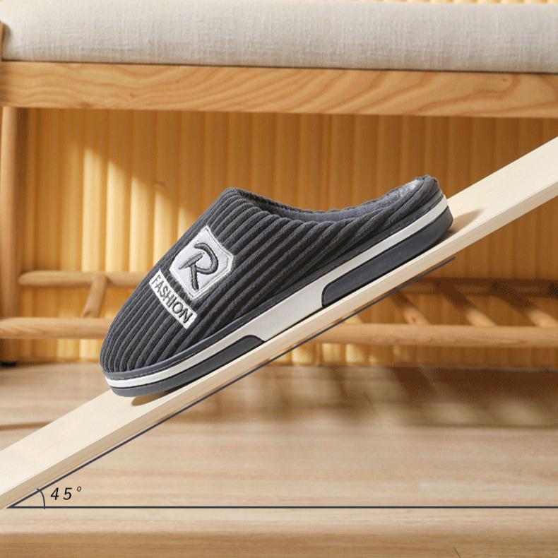 Winter Plus Cotton Slippers for Men's Home and Household Use, Anti Slip, Simple and Warm Cotton Slippers for Indoor Use