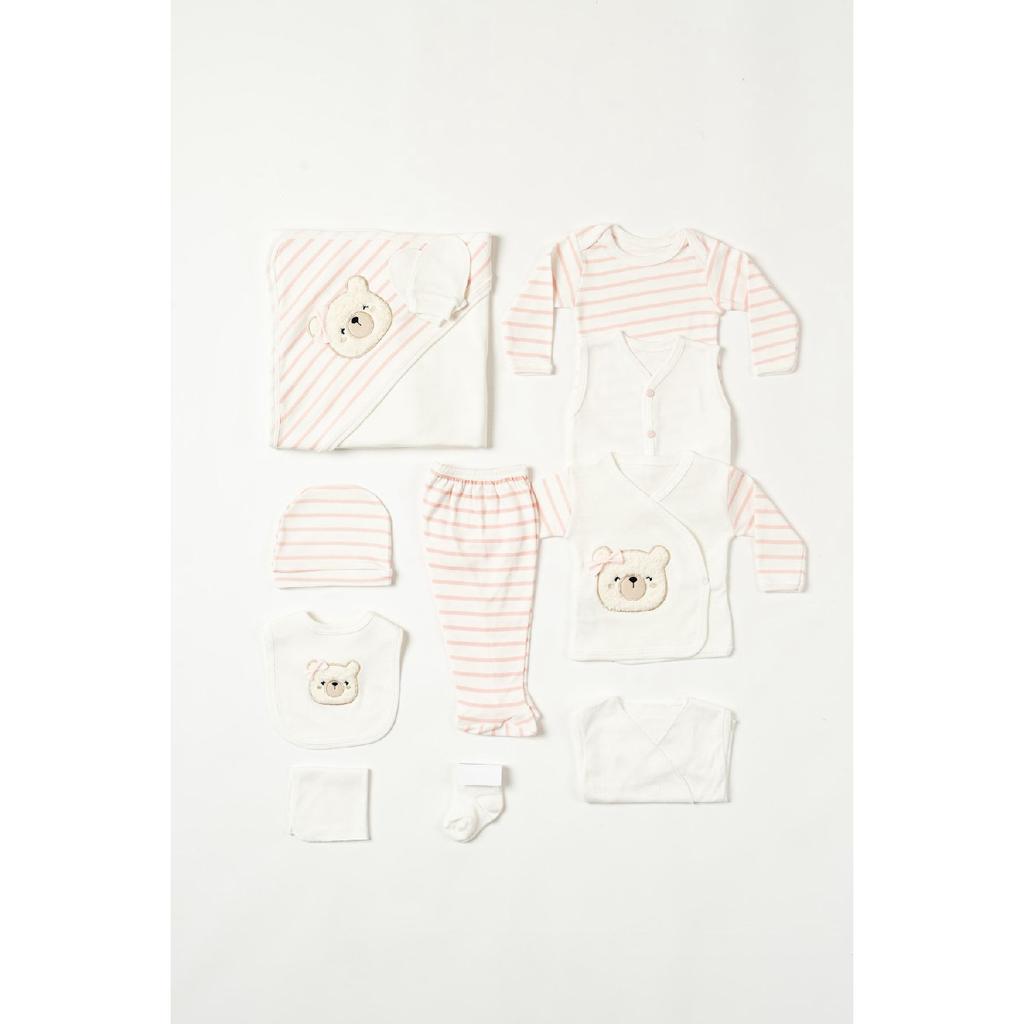 Boxed - Girl's Newborn Clothes 11-piece Hospital Discharge Sets Szene Embroidered 100% Cotton Bodysuit Set