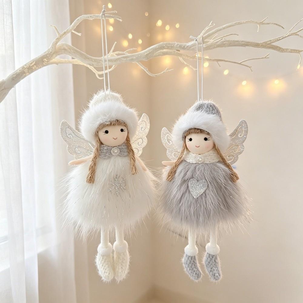 Plush Christmas Angel Girl Ornament Mesh Angel Girl Hanging Pendant Wall Hanging