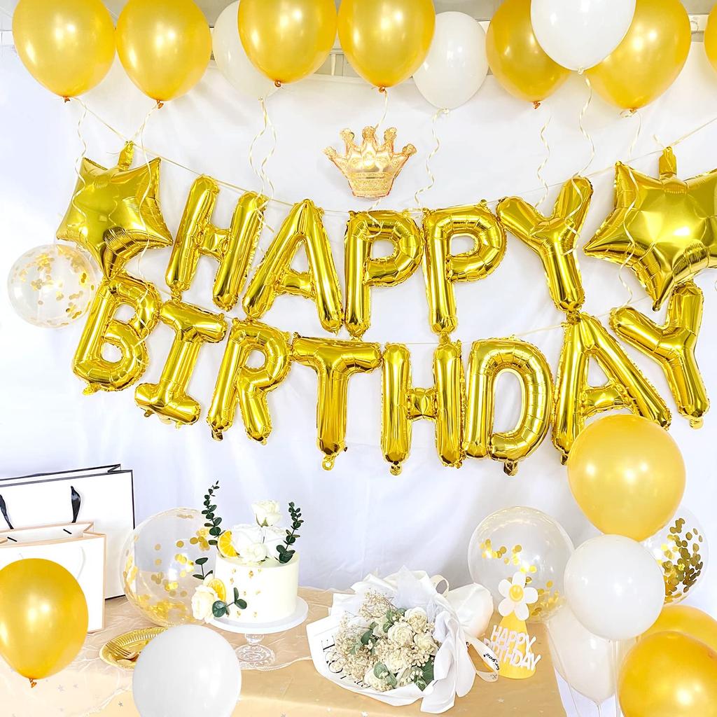 Воздушный шар на день рождения Украшение на день рождения Роскошный воздушный шар С ДНЕМ РОЖДЕНИЯ Гирлянда Конфетти Воздушный шар Вечеринка Празднование Сюрприз на годовщину Унисекс Золото от