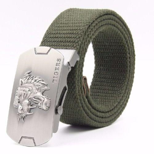 New Waist Belts Men Womens Unisex Cotton Canvas Fabric Webbing Black Buckle Belt Army Accessories