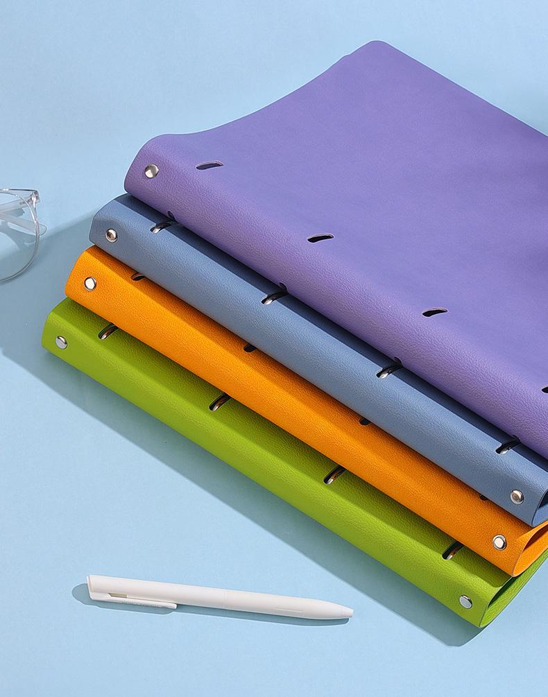 A4 Removable 4-Hole Loose-Leaf Grid Notebook - Simple College Student Design