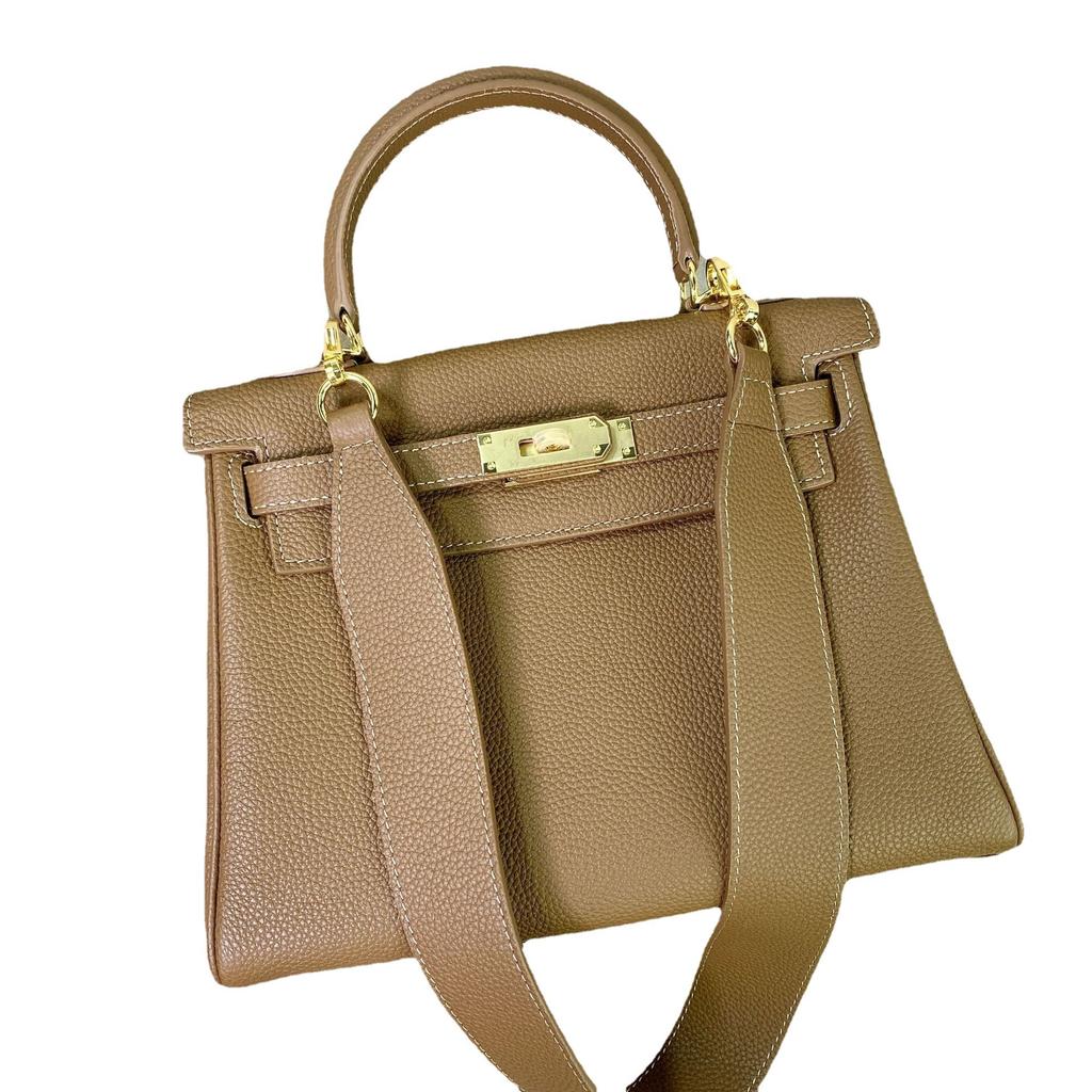 The New High-end Togo Top Layer Cowhide Wide Shoulder Strap Fashionable Single-shoulder Crossbody Hand-held Women's Bag Is Trendy