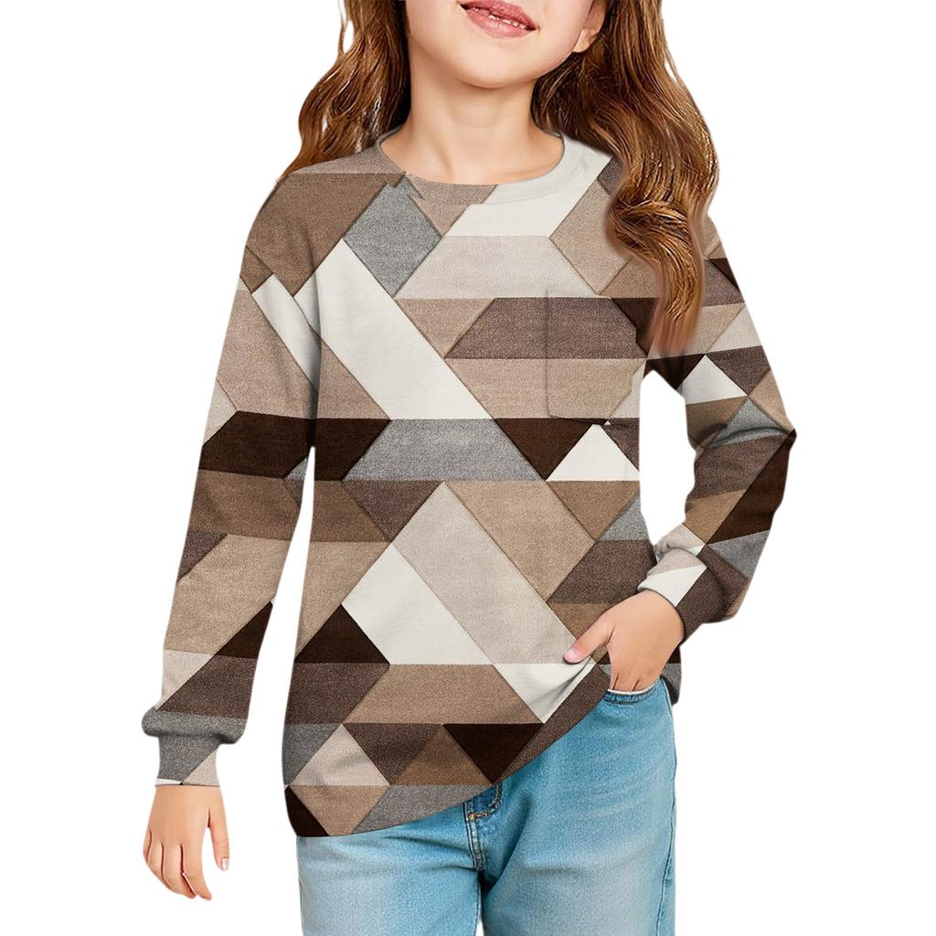 Блузка для девочек с длинным рукавом - Туника с мягкой талией и круглым вырезом