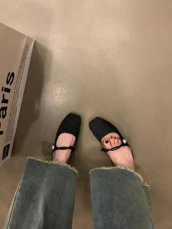 Мокасины, туфли, женские тапочки, летние, роскошные, с закрытым носком, женские мюли, пантофле, низкие, дизайнерские мюли, новые, серебристые, на плоской подошве, Рим