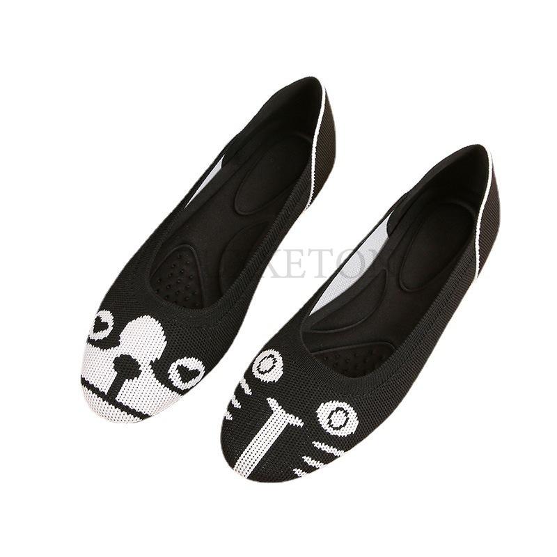 Мода Обувь на плоской подошве Женская Весна Для Женщин Новая Коллекция Круглой Головы Женская Трикотажная Удобная Шведская Женская Дышащая Летняя