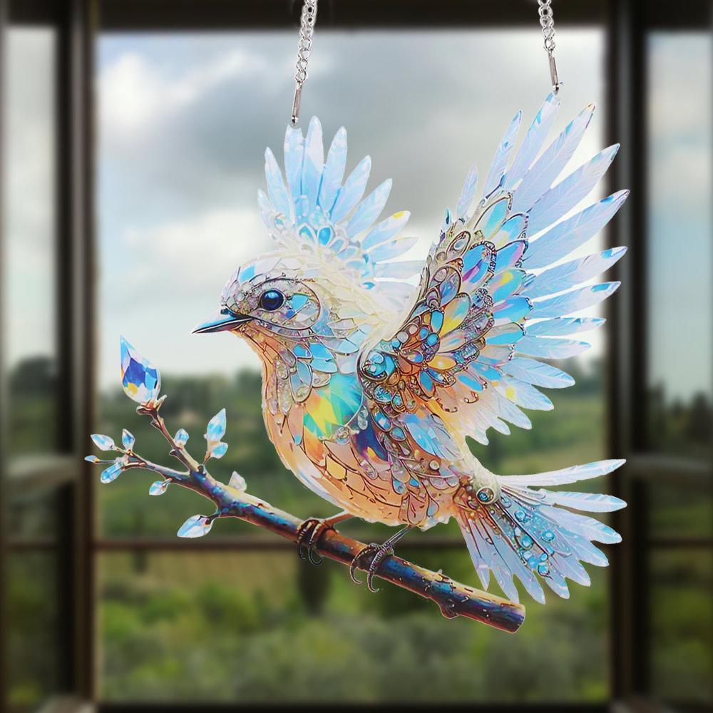 Acrylic Window Hanging Bird Sky Stained Bluebirds Suncatchers Bird Hangings Pendant  Courtyard