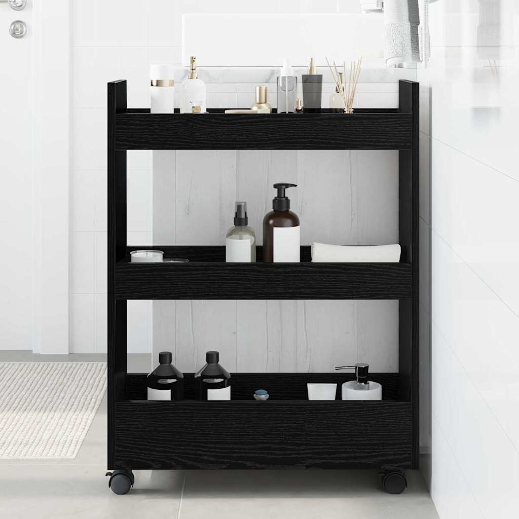 Narrow Storage Trolley Black Oak Effect