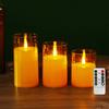 3-Pack Flameless LED Candle Gold Gray Transparent Acrylic LED Lamp Electronic Candle for Christmas Halloween Wedding Home Decor