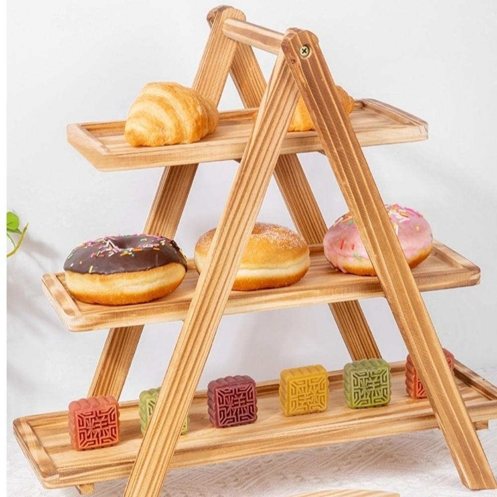 Wood Multilayer Dessert Stand Detachable Design Food Serving Tray Party Serving