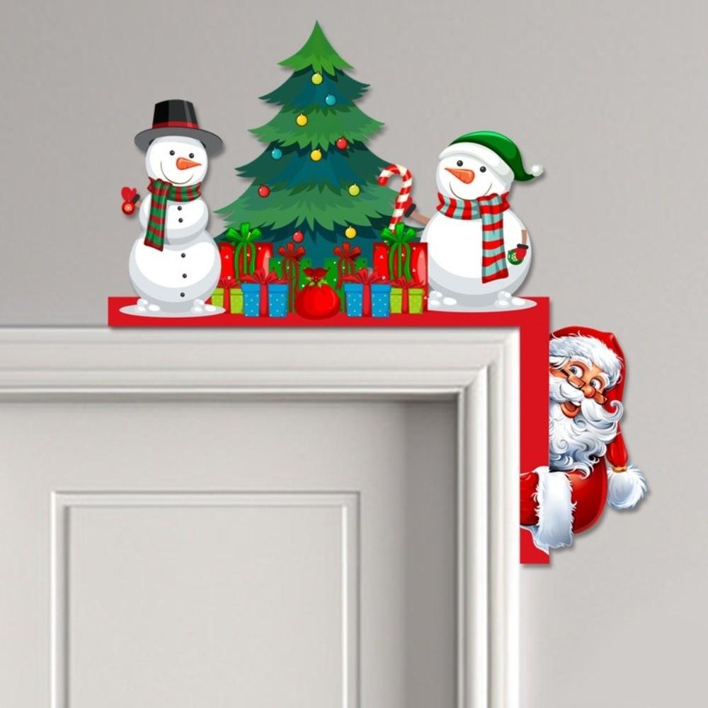 Gingerbread Man Christmas Decorative Corner Sign Wooden Christmas Sticker Door Frame Decor
