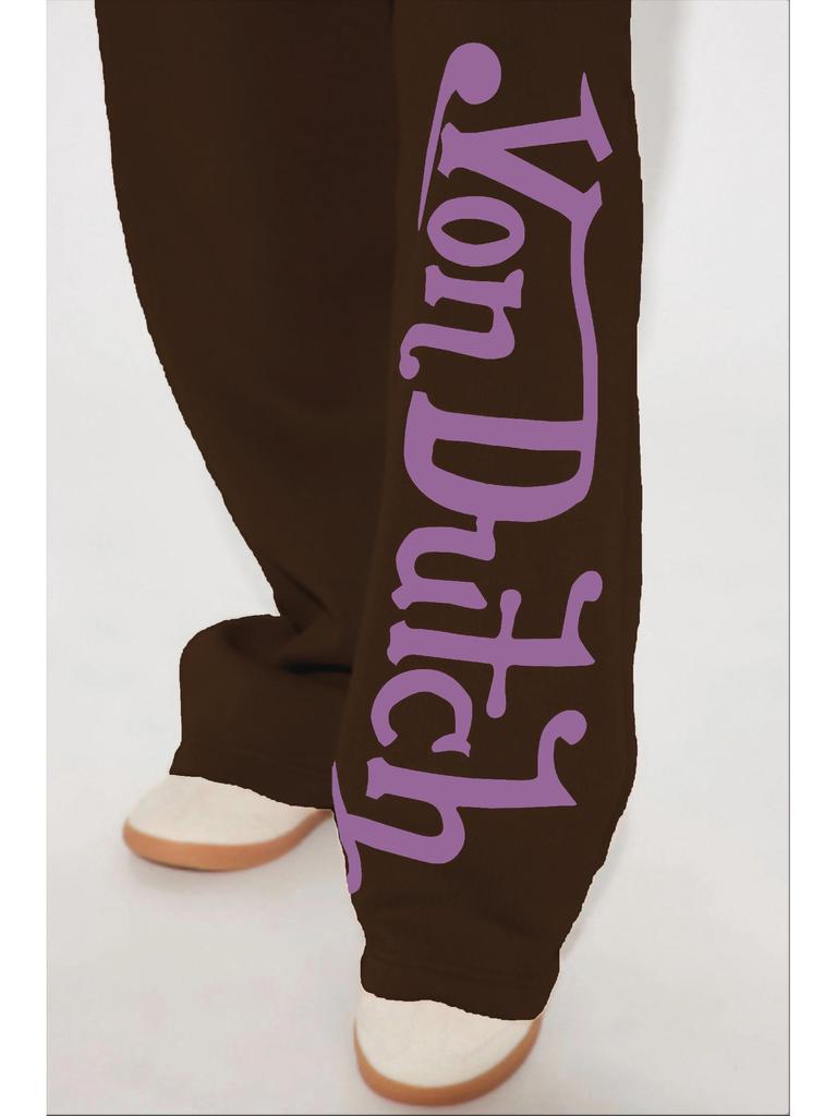 Женский комплект с принтом Von Dutch: Свободная, Повседневная и Модная Уличная Одежда для Комфортной Ежедневной Носки.