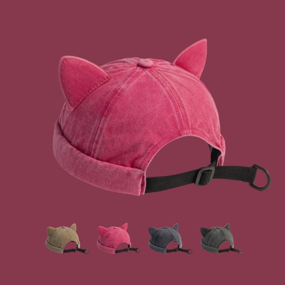 Washed Old Beanie Hat Solid Color Beanie Cap Fashion Cat Ears Landlord Hat Men