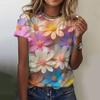 Women's T-Shirts Fashion 3d Floral Printing T Shirt Casual Tees Summer Clothing Basic Female Tops Print Oversized Pullover