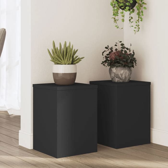 VidaXL Plant Stands 2 Pcs Black 25x25x35 Cm Engineered Wood, Flower Stand, Pot Stand, Support for 852907