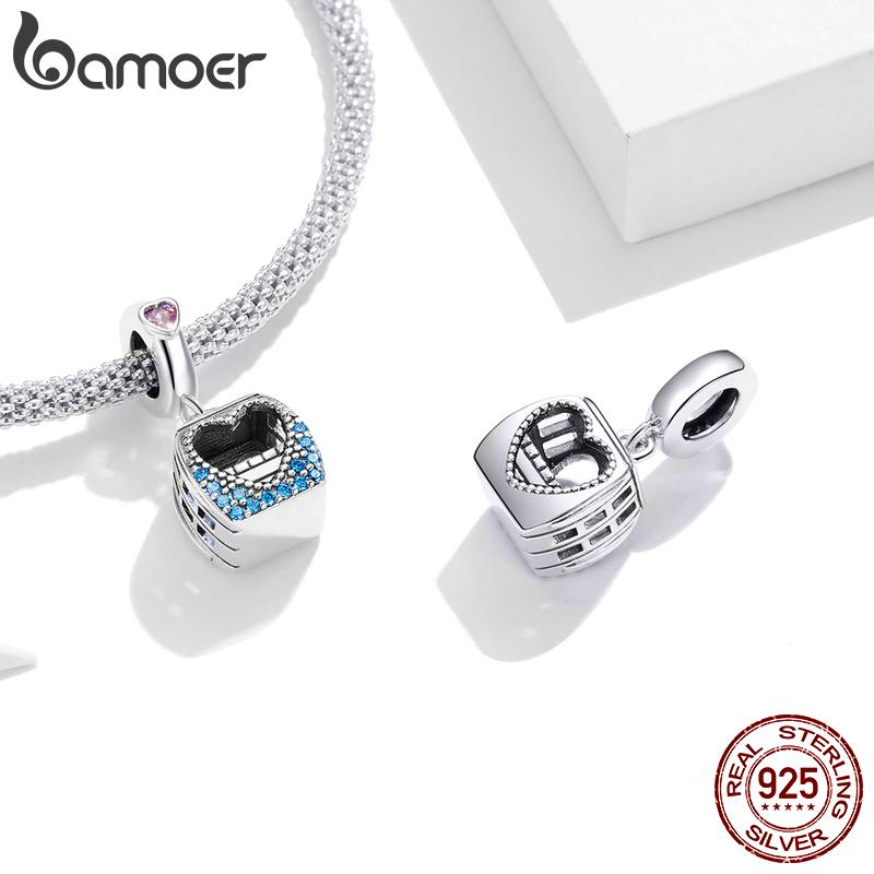 BAMOER 925 Sterling Silver Traveling Series Shine Cubic Zirconia Cute Pink Car & Windmill House Love & Heart Cable Car Charm Beads