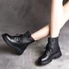 Зимняя обувь женские сапоги с круглым носком на плоской подошве черные кожаные сапоги на платформе для женщин зимние сапоги женские зимние 2024 Botas Mujer785