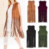 Women Autumn Winter Suede Ethnic Sleeveless Tassels Fringed Vest Cardigan