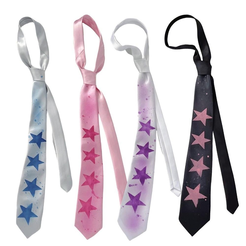 Y2K Star Tie Sweet Unisex Necktie Creative Glossy Tie Party