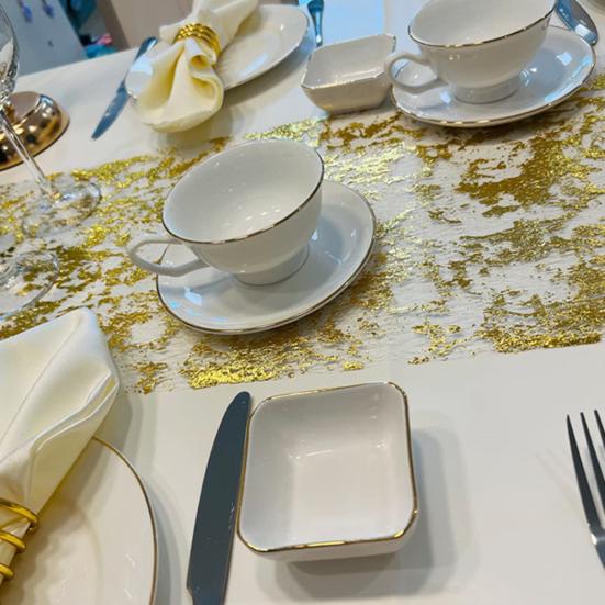 Скатерть Yousheng Table Runner, прочная, тонкая работа, золотистый блеск, скатерть для свадеб, рождественских украшений для дома