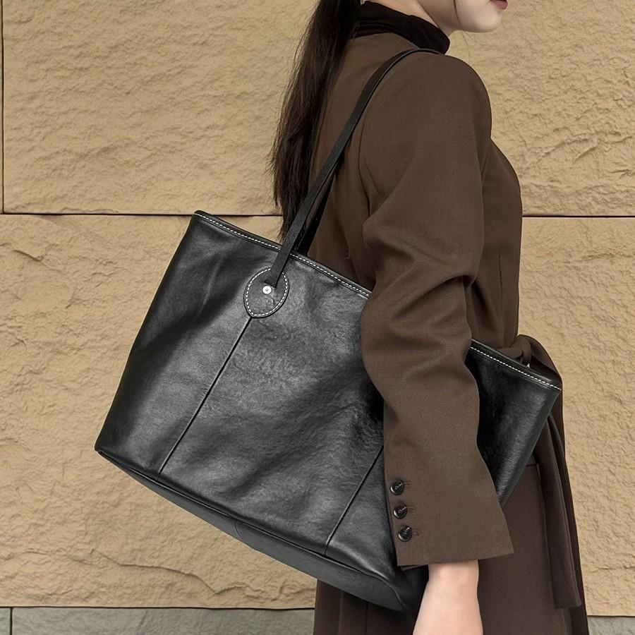 Commuter Big Bag New Cowhide Versatile Women's Bag One Shoulder Tote Bag Fashion Underarm Bag