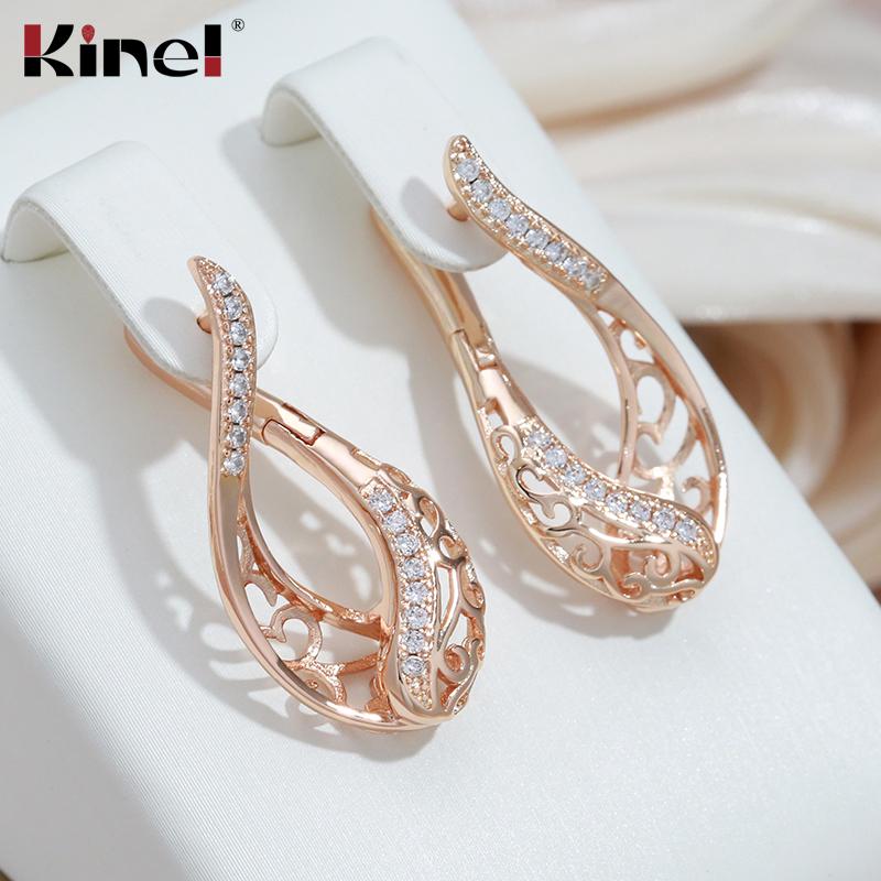 Модные женские серьги-подвески Kinel цвета розового золота