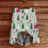 Women's Fashionable Oversized Knitwear Long-Sleeved Christmas Print Top