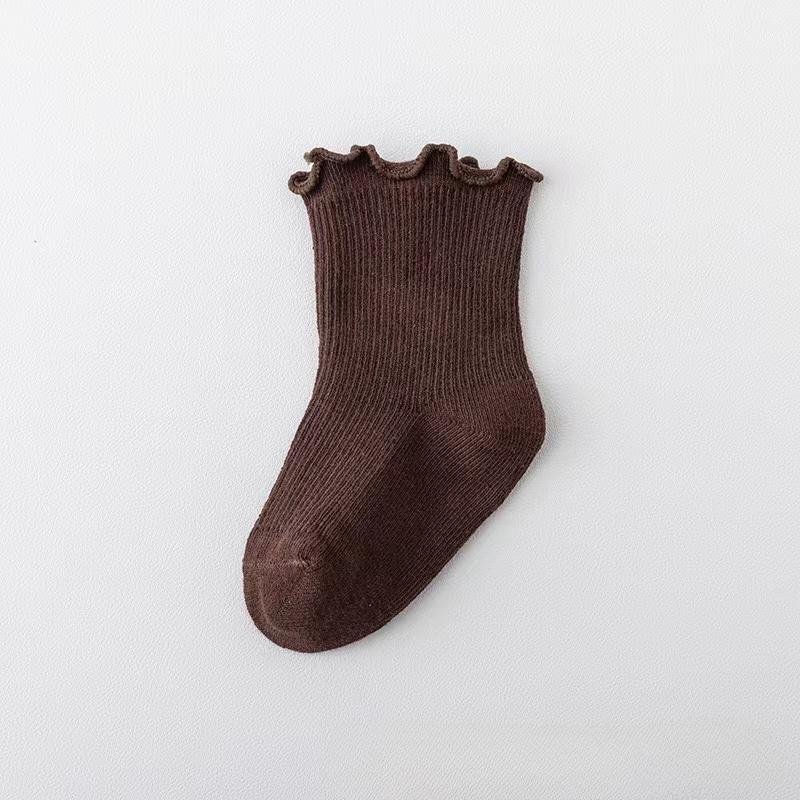 Лот новых однотонных детских носков в стиле ретро для мальчиков и девочек, цвета молочного чая, повседневные вязаные детские носки для малышей от 1 до 3 лет