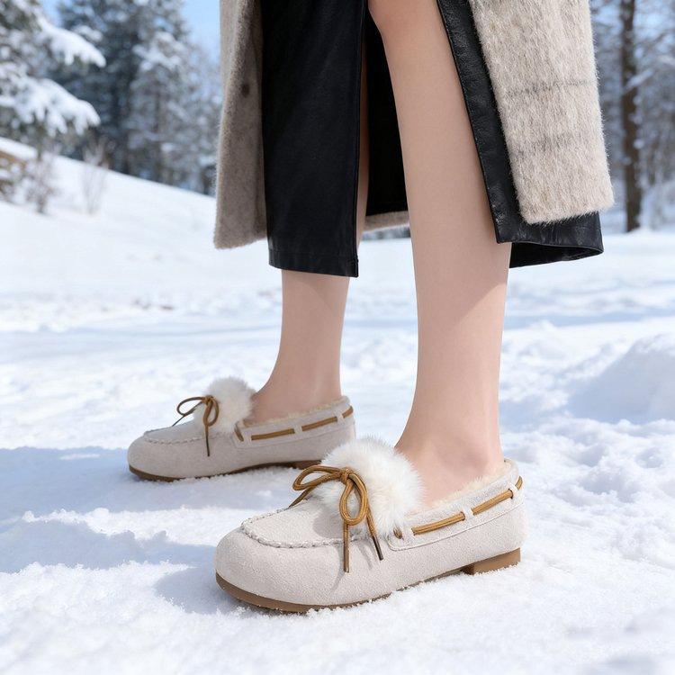 Зима 2025 новые туфли Doudou в британском стиле на мягкой подошве, удобные, популярные у интернет-знаменитостей, женские бархатные универсальные хлопковые туфли