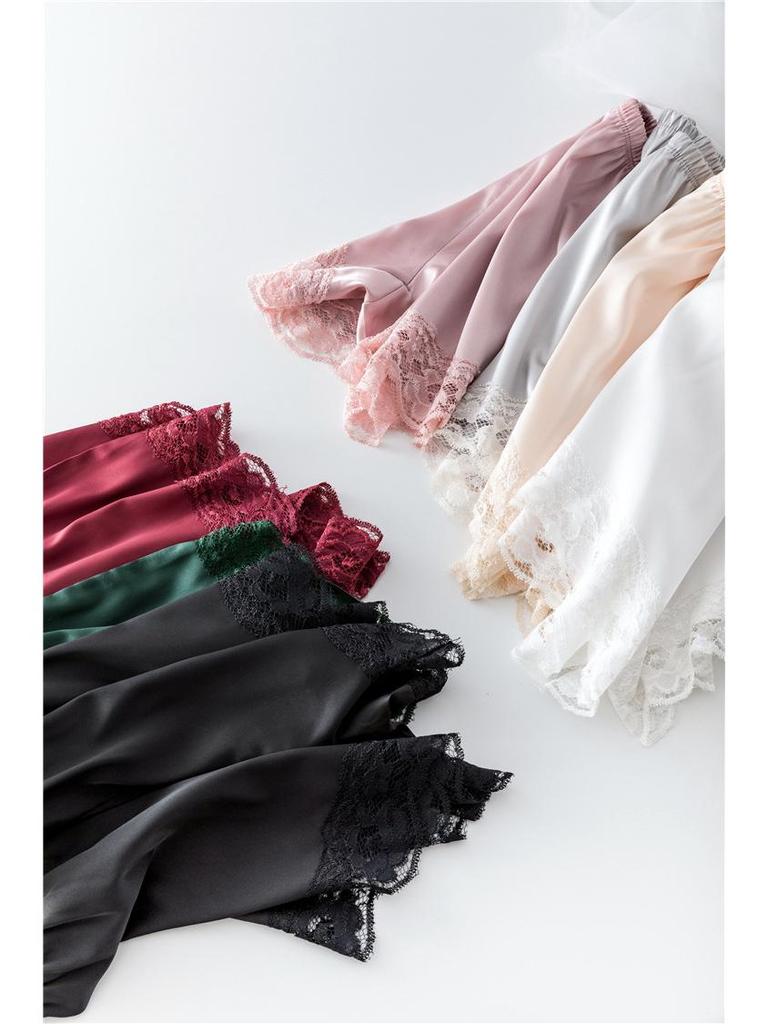 Женские свободные шорты с кружевной отделкой и защитой от просвечивания, из шелковистой ткани - Летние безопасные леггинсы больших размеров