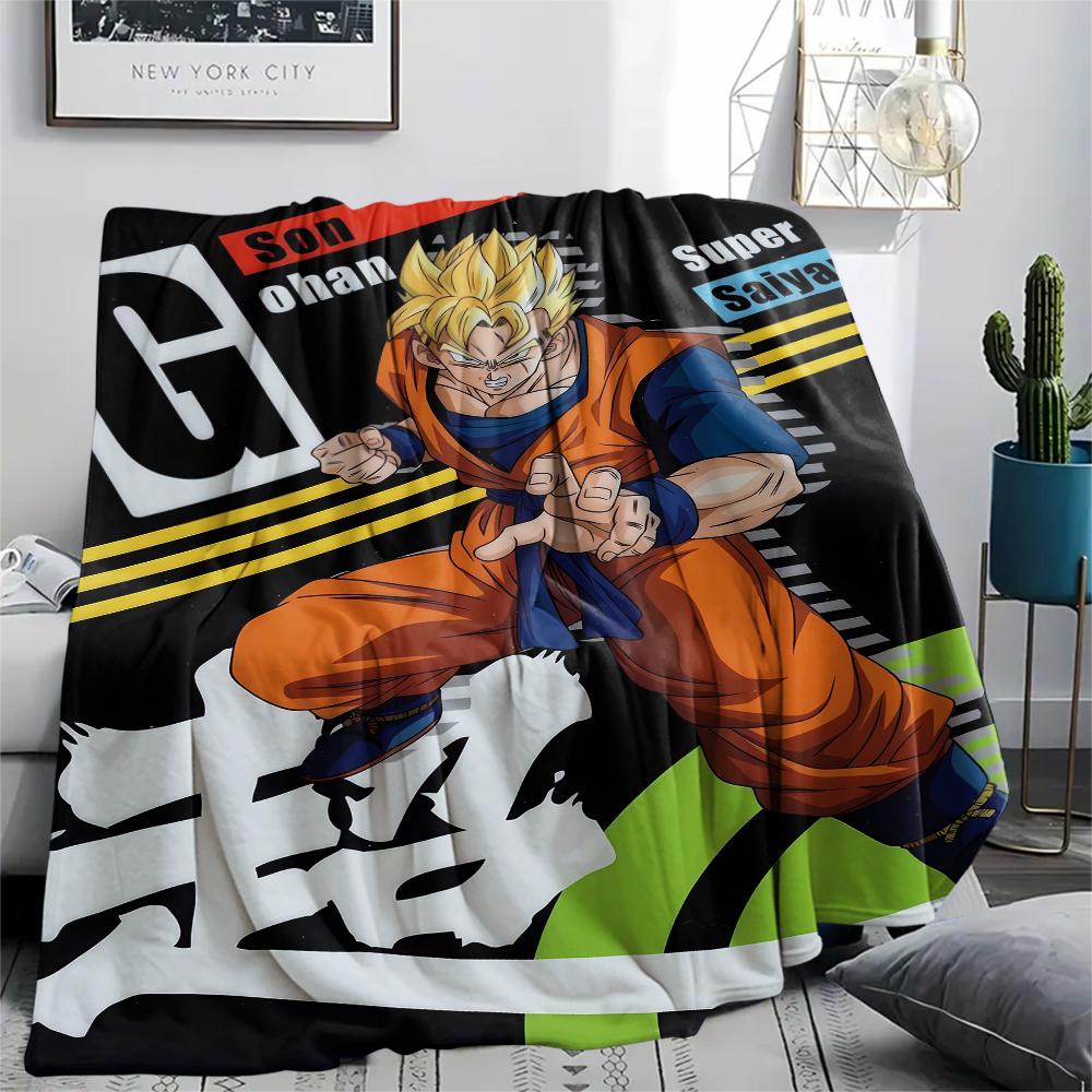 Фланелевое одеяло с принтом персонажей Dragon Ball, Высококачественное, Удобное для всех сезонов, Декор для дома, Тепло и уют, Идеально для рождественских подарков