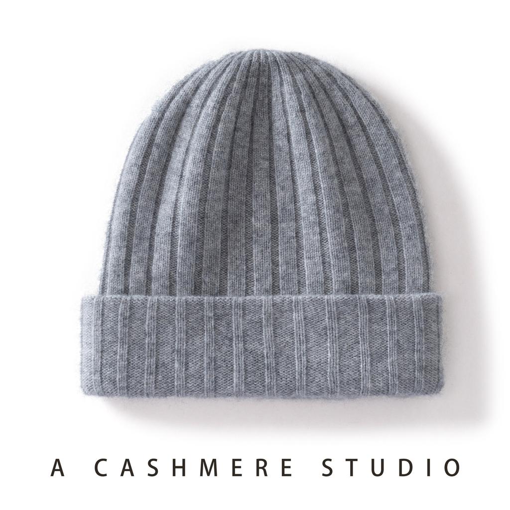 Cashmere hat women's autumn and winter versatile double-layer thickened warm knitted wool ear protection hat men's pit strip first-line hat winter
