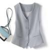 Women Vest Single-breasted Solid Color Sleeveless V Neck Slim Fit Formal Business Style