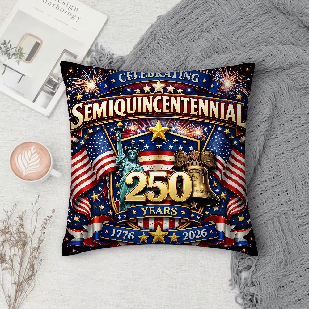 American th Anniversary Pillow Case Square DoubleSided Printing Sofa Cushion Cover Pillowcase Bedroom Bedside