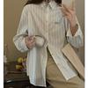 Spring Autumn Women Shirt Striped Top Long Sleeve Loose Single Breasted Blouses Students Fashion Turn-down Collar Blouse