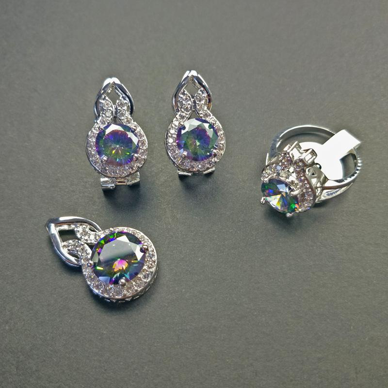 Gourd Necklace Zircon Jewelry Set Luxury Necklace Ring Three-Piece Set Of Earrings Stud Set Mixed Batch Multicolor