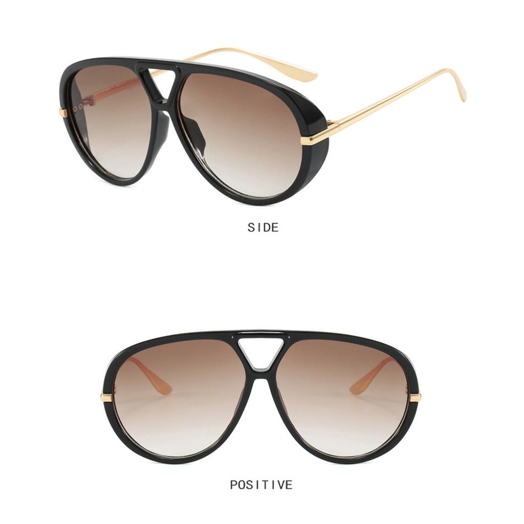 Oversized Aviator Sunglasses For Women Men Retro Vintage Shield Lens UV Protection Lightweight Metal Frame