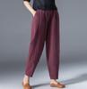 Хлопковые широкие брюки женские свободные однотонные шаровары летние повседневные брюки с эластичной резинкой на талии длиной до щиколотки женская одежда