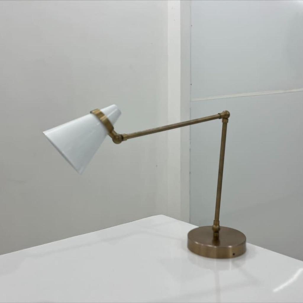 Table Lamp Swing Arm Adjustable Desk Lamps White Shade And Raw Brass Table Lamp Décor
