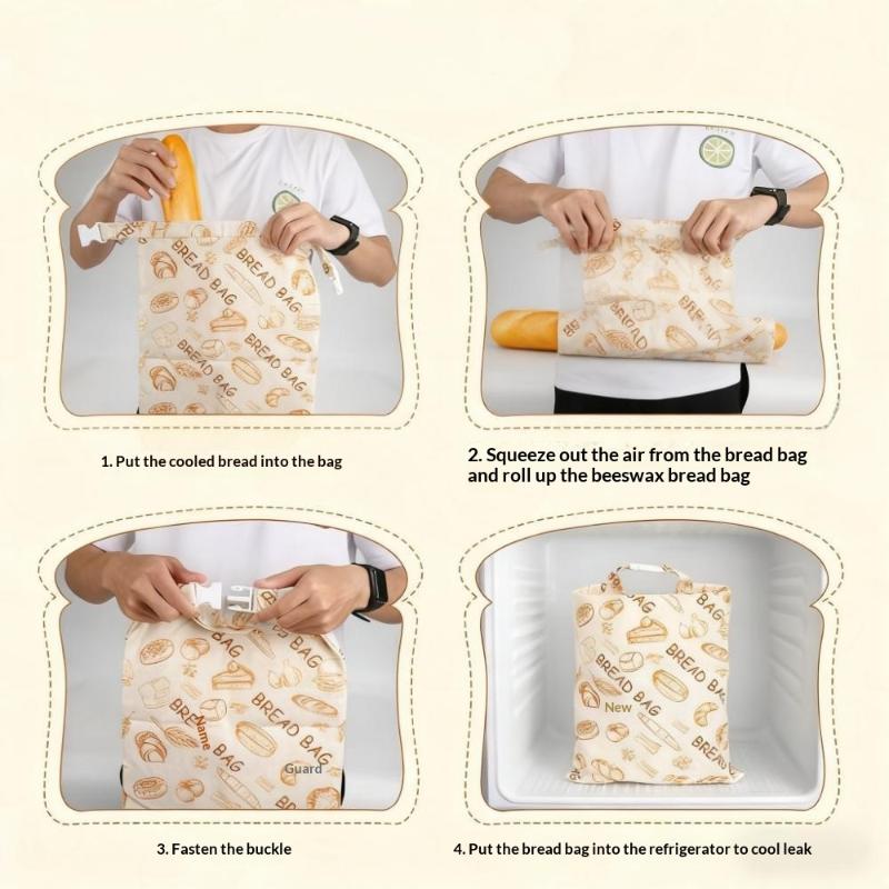Portable Food Grade Cotton Bread Bags Reusable Homemade Loaf Bag Kitchen Storage Bread Large Washable Storage Bag Food Organizer
