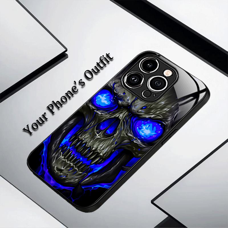 Темно-синий Череп Закаленное Стекло модные чехлы для телефона Для iphone 17 чехол Стеклянный Чехол для Телефона для iPhone 17 16 15 14 13 12 pm Pro Plus