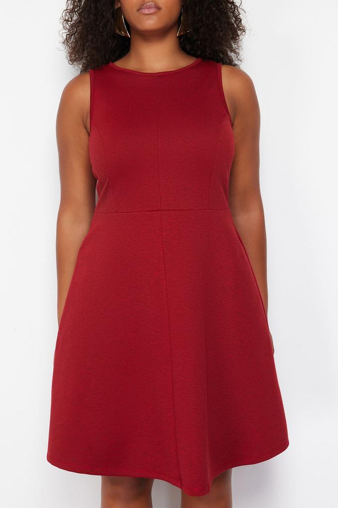 Женское платье больших размеров, черное мини-трикотажное платье с детальной строчкой